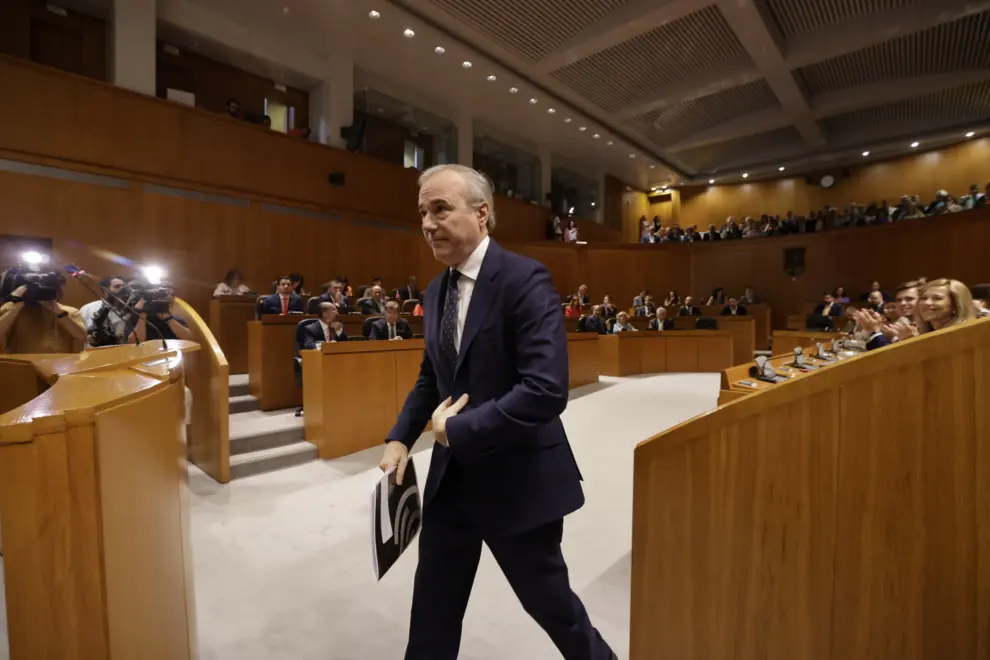 Primera jornada del pleno de investidura de Jorge Azcón en las Cortes de Aragón.