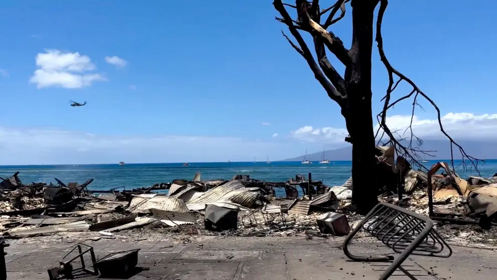 A view of damage cause by wildfires in Lahaina, Maui, Hawaii, U.S., in this undated picture posted on August 11, 2023. Office of the Governor Hawaii Josh Green/Handout via REUTERS    THIS IMAGE HAS BEEN SUPPLIED BY A THIRD PARTY HAWAII-WILDFIRES/AFTERMATH