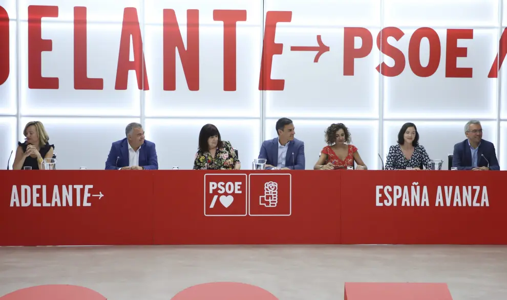 El presidente del Gobierno en funciones y secretario general del PSOE, Pedro Sánchez, preside este miércoles en Madrid la reunión de la Ejecutiva Federal del partido