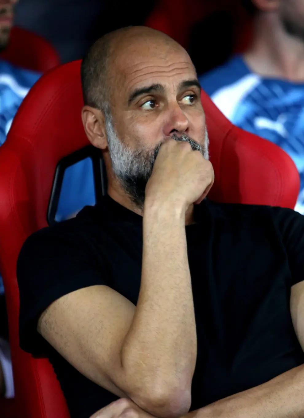 Piraeus (Greece), 16/08/2023.- Manager of Manchester City, Pep Guardiola, looks on during the UEFA Super Cup soccer match between Manchester City and Sevilla FC at Karaiskakis Stadium in Piraeus, Greece, 16 August 2023. (Grecia, Pireo) EFE/EPA/PANAGIOTIS MOSCHANDREOU
