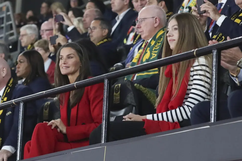 Soccer Football - FIFA Women's World Cup Australia and New Zealand 2023 - Final - Spain v England - Stadium Australia, Sydney, Australia - August 20, 2023 FIFA president Gianni Infantino and Spain's Queen Letizia before the ceremony REUTERS/Amanda Perobelli SOCCER-WORLDCUP-ESP-ENG/REPORT