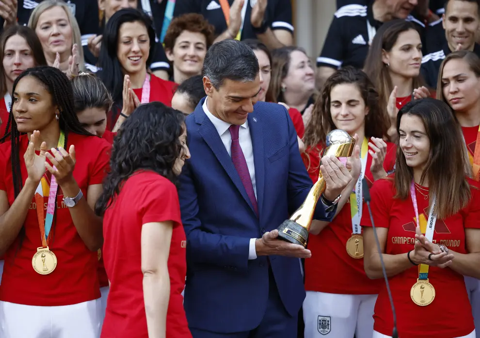 Soccer Football - FIFA Women's World Cup Australia and New Zealand 2023 - Spain's Prime Minister Pedro Sanchez receive the World Cup champions - Moncloa Palace, Madrid, Spain - August 22, 2023 President of the Royal Spanish Football Federation Luis Rubiales during the ceremony REUTERS/Juan Medina SOCCER-WORLDCUP-ESP/