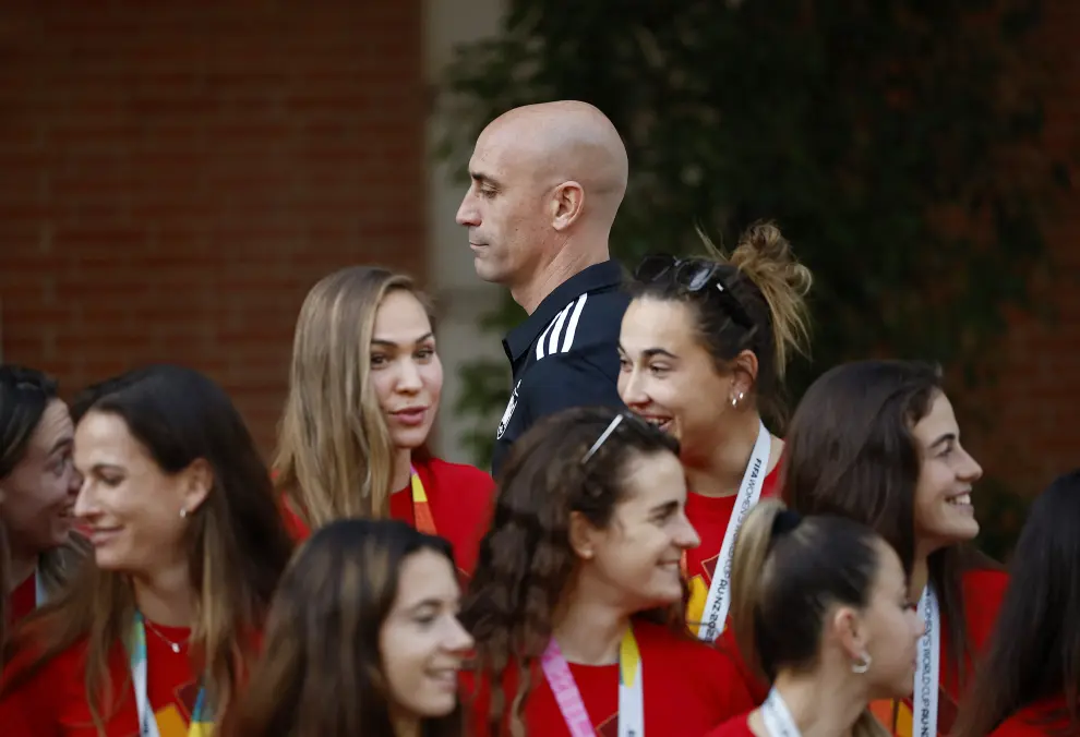 Soccer Football - FIFA Women's World Cup Australia and New Zealand 2023 - Spain's Prime Minister Pedro Sanchez receive the World Cup champions - Moncloa Palace, Madrid, Spain - August 22, 2023 President of the Royal Spanish Football Federation Luis Rubiales REUTERS/Juan Medina SOCCER-WORLDCUP-ESP/