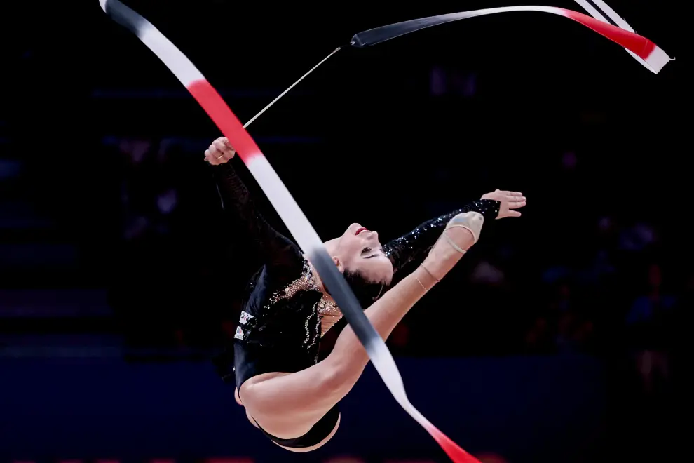 Foto de la aragonesa Alba Bautista en el Mundial de gimnasia rítmica de Valencia