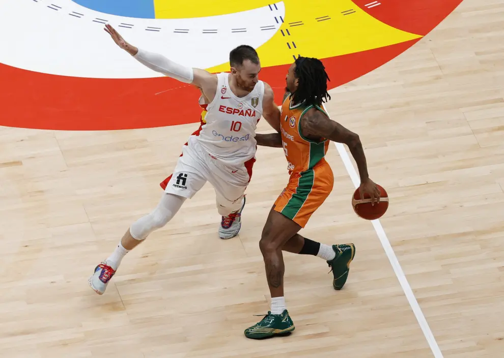 Foto del partido España-Costa de Marfil, del Mundial de baloncesto