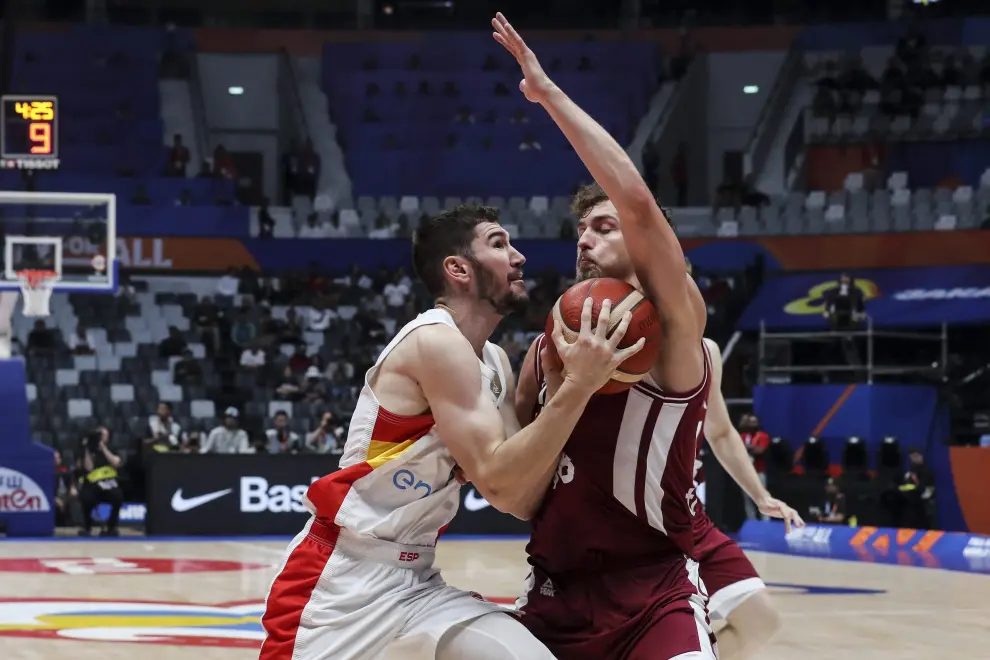 Foto del partido España - Letonia, del Mundial de baloncesto