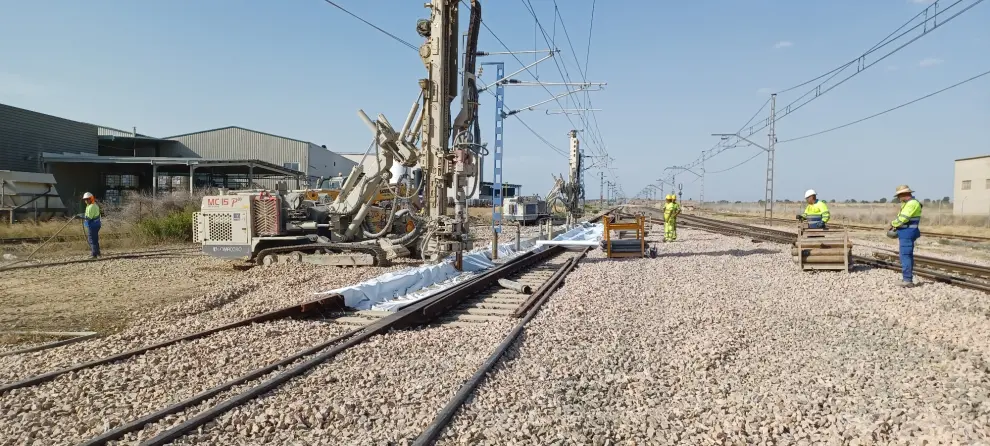 Obras de Adif de la mejora de la infraestructura ferroviaria en Zuera