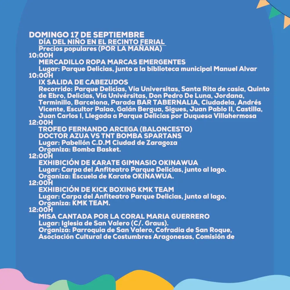 Programa de Fiestas Delicias domingo 17 de septiembre