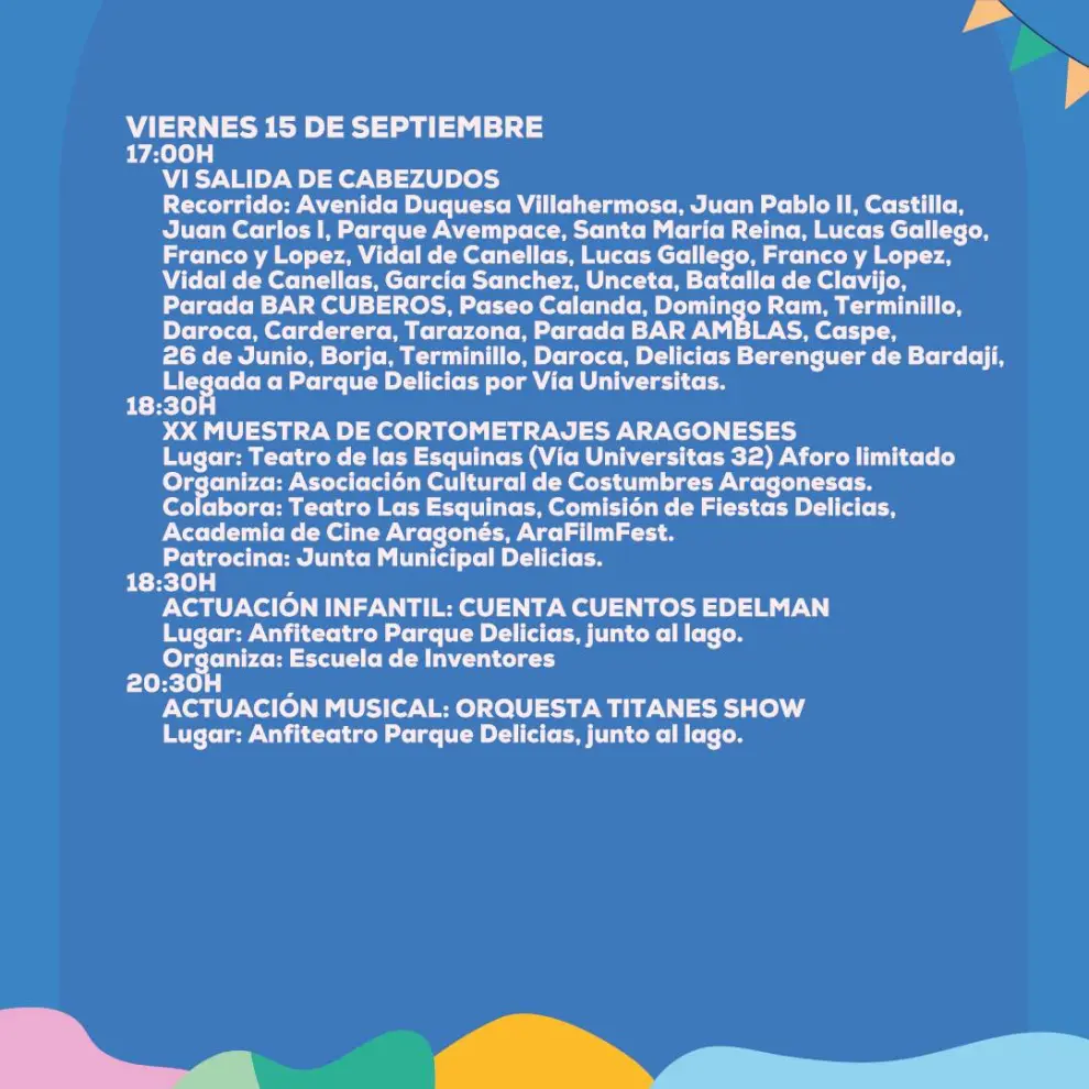 Programa de Fiestas Delicias viernes 15 de septiembre