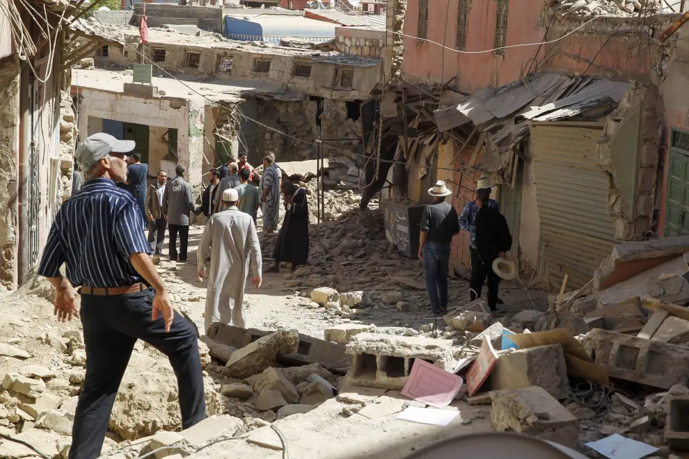 Terremoto en Marruecos: las calles de Amizmiz, situada a unos 30 kilómetros del epicentro, en las faldas del Atlas