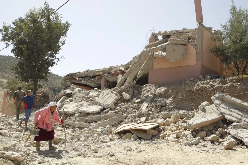 Destrozos en la aldea de Tafagajt, en Marruecos, cerca del epicentro del devastador terremoto