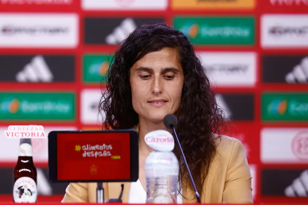 Montse Tome attends during her Official Presentation and First List as Absolute National Coach of Spain Women Team at Ciudad del Futbol on September 18, 2023, in Las Rozas, Madrid, Spain...Oscar J. Barroso / Afp7 ..18/09/2023 ONLY FOR USE IN SPAIN[[[EP]]]