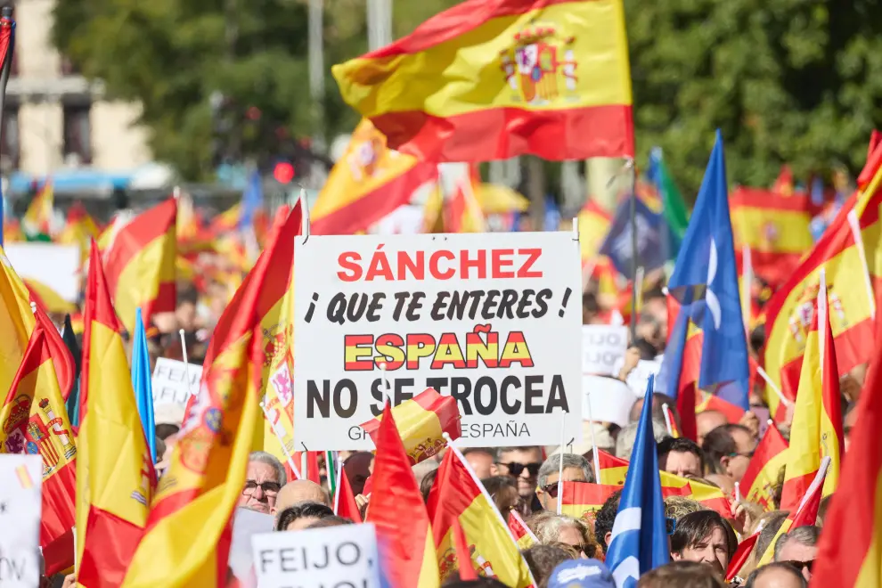Acto del PP en Madrid contra la amnistía a independentistas.