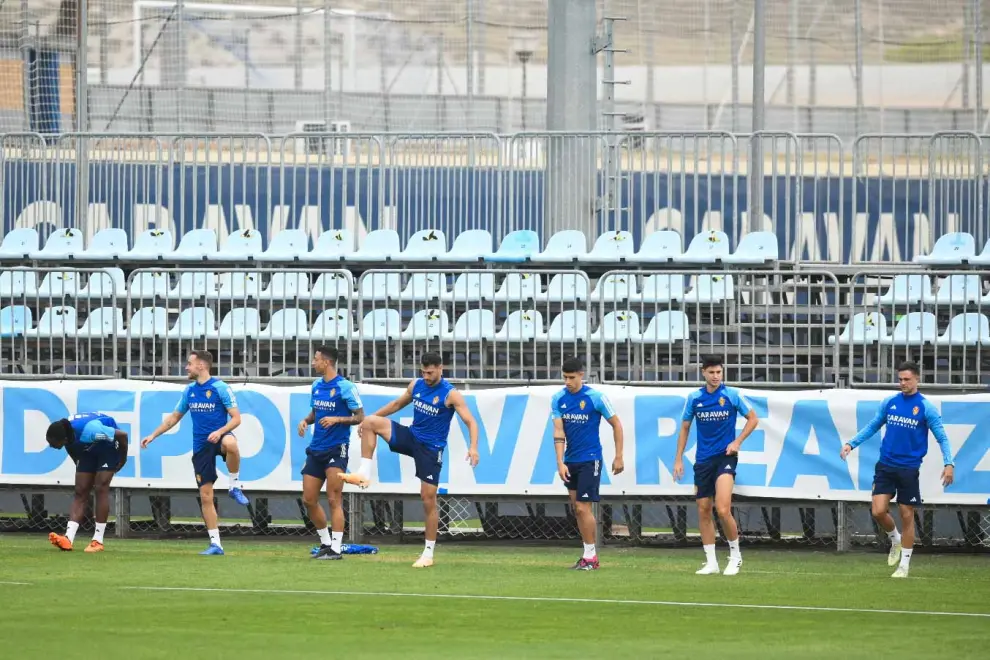 Entrenamiento del Real Zaragoza este miércoles en la Ciudad Deportiva.