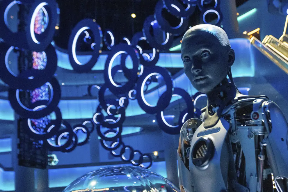 A robot is seen on display inside of the Sphere, Thursday, Sept. 28, 2023, in Las Vegas. (AP Photo/Ty O'Neil)