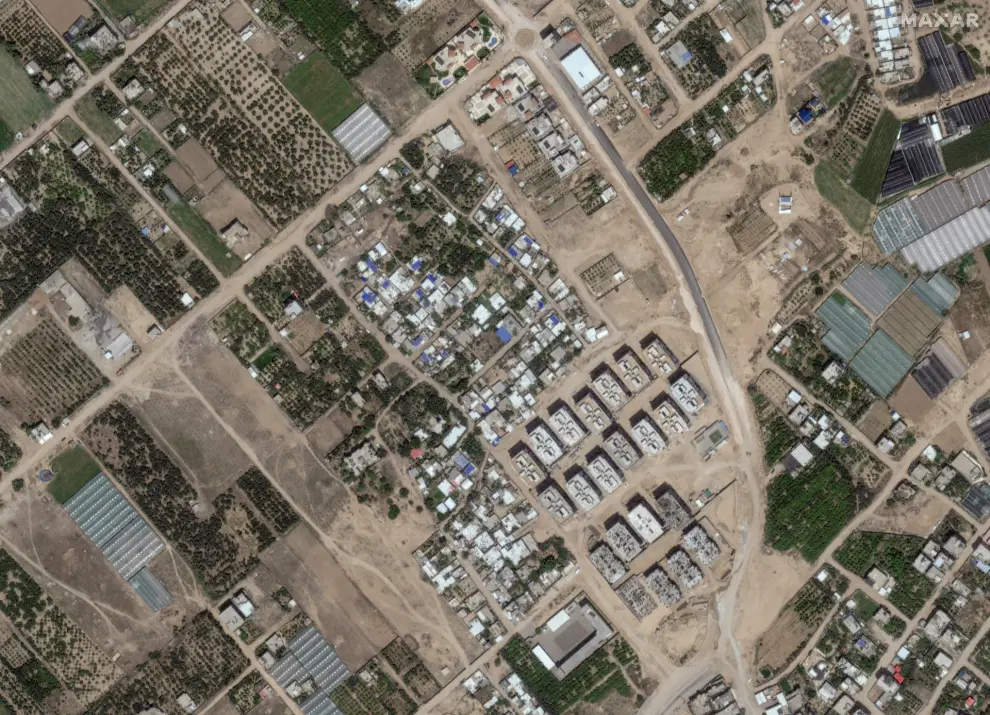 Vista de satélite de Atatra al norte de Gaza en mayo