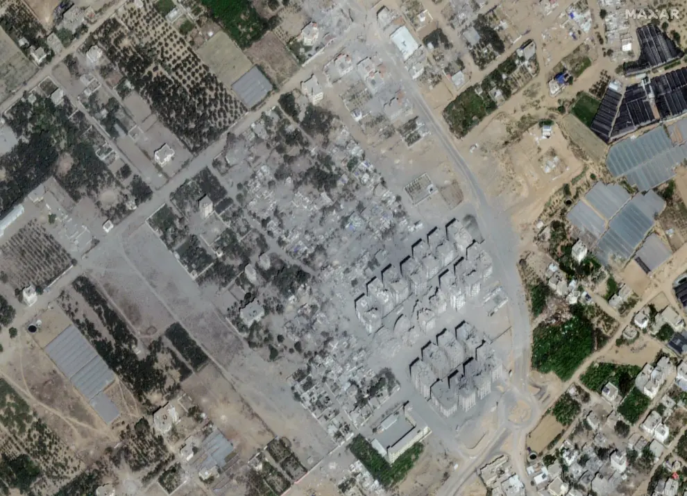 Vista de satélite de Atrata tras los bombardeos