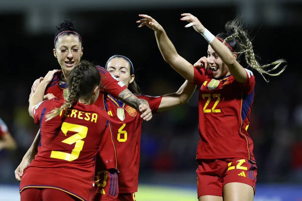Foto del partido Italia-España, de la Liga de Naciones femenina: gol de Jenni Hermoso
