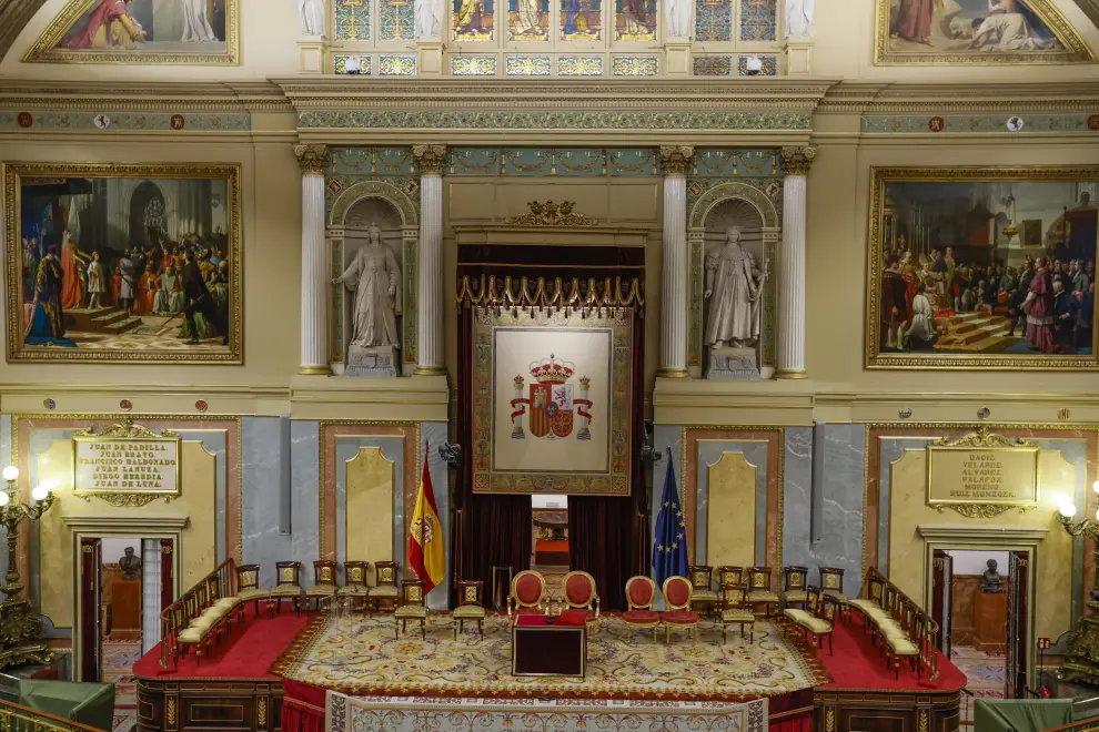 Preparativos en el Congreso de los Diputados para el acto de jura de la Constitución de la Princesa de Asturias, Leonor de Borbón y Ortiz