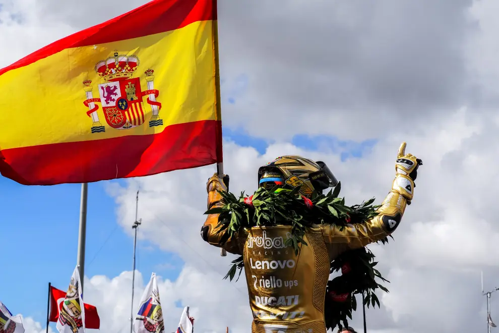 El piloto Álvaro Bautista (Ducati), campeón del mundo de Superbikes 2023 en Jerez