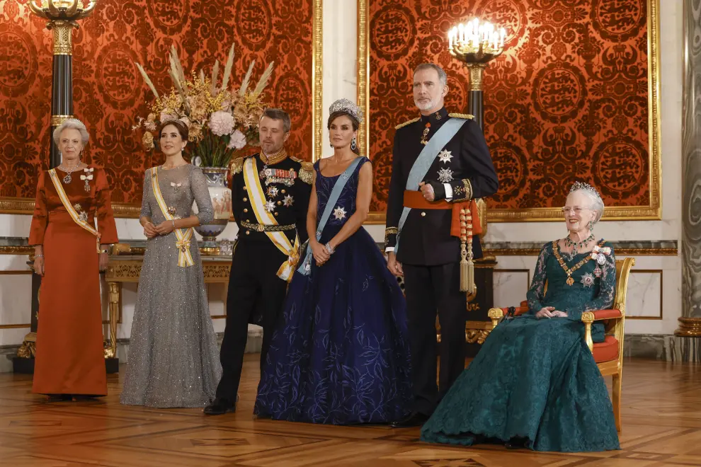 Danish Crown Prince Frederik and Spanish Queen Letizia attend the State Banquet at Christiansborg Castle in Copenhagen, Denmark, November 6, 2023. Ritzau Scanpix/Mads Claus Rasmussen via REUTERS ATTENTION EDITORS - THIS IMAGE WAS PROVIDED BY A THIRD PARTY. DENMARK OUT. NO COMMERCIAL OR EDITORIAL SALES IN DENMARK. DENMARK-ROYALS/SPAIN