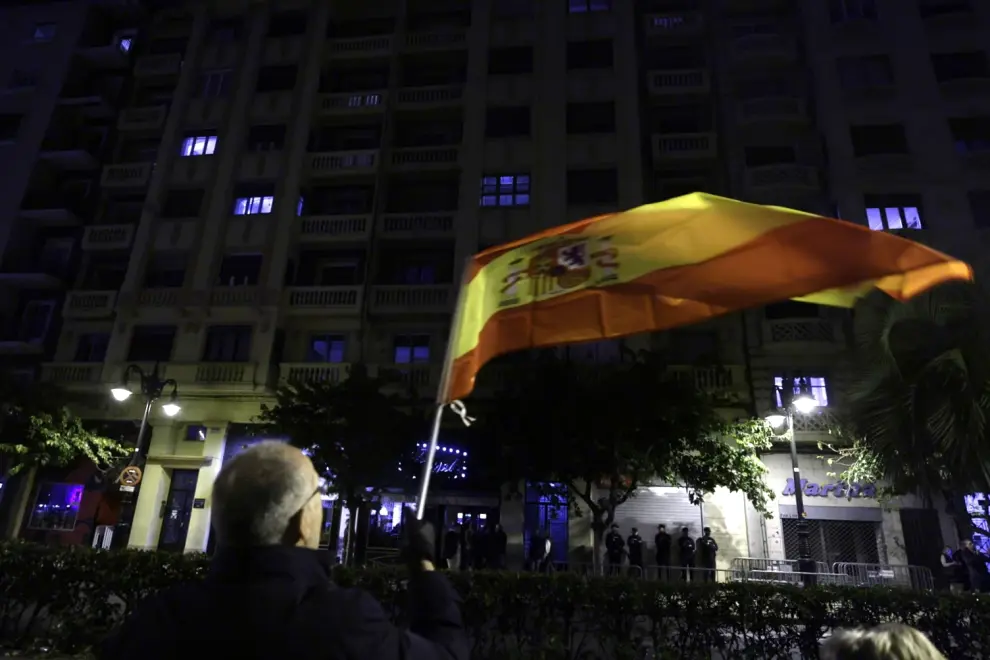 Protesta de este miércoles ante la sede del PSOE en Zaragoza