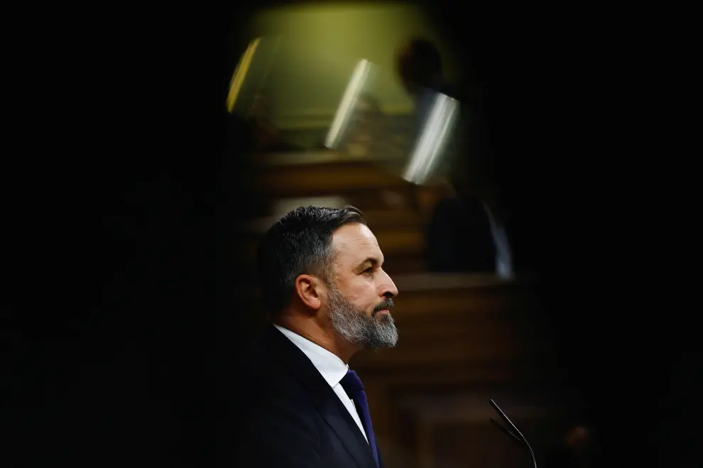 Santiago Abascal, en la primera sesión del debate de investidura de Pedro Sánchez como presidente de Gobierno