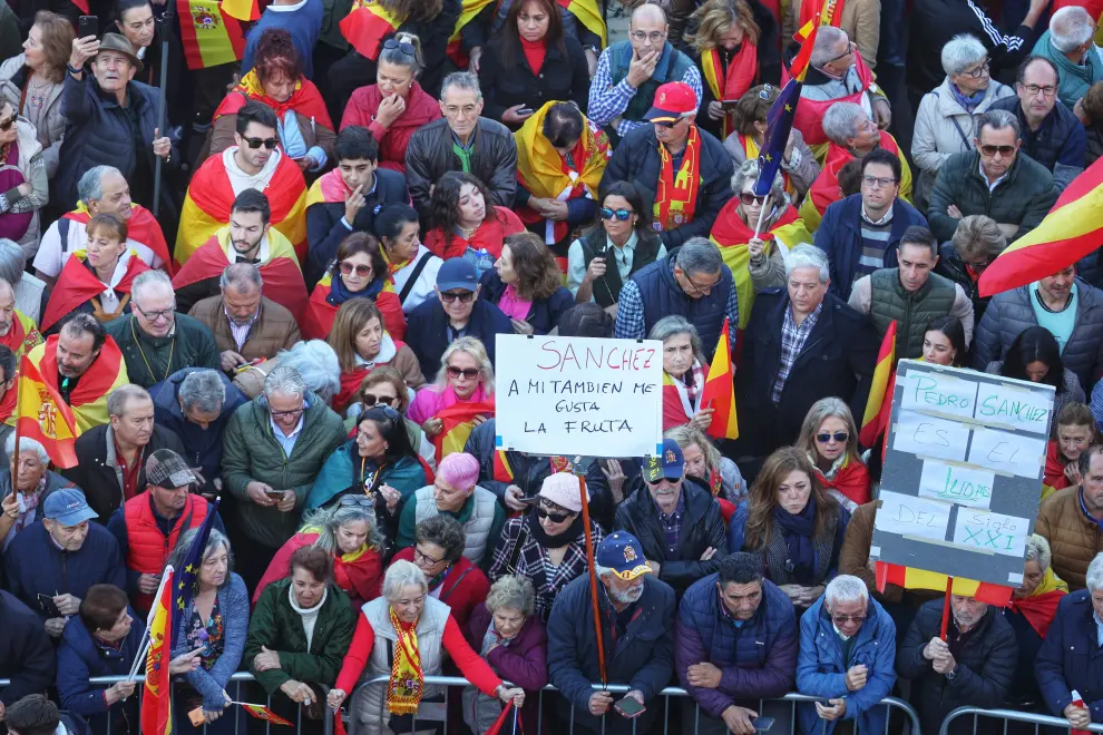 Protesta en Madrid contra la ley de amnistía y Pedro Sánchez