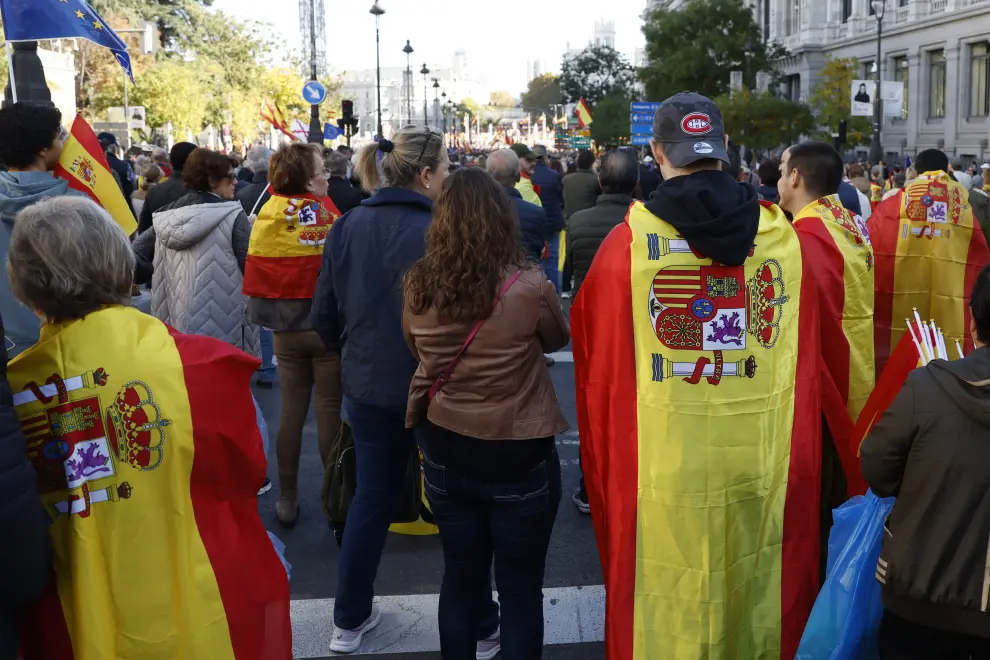 Protesta en Madrid contra Pedro Sánchez y la ley de amnistía