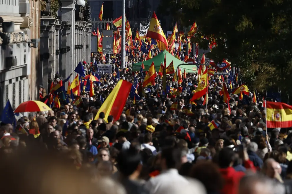 Protesta en Madrid contra Pedro Sánchez y la ley de amnistía