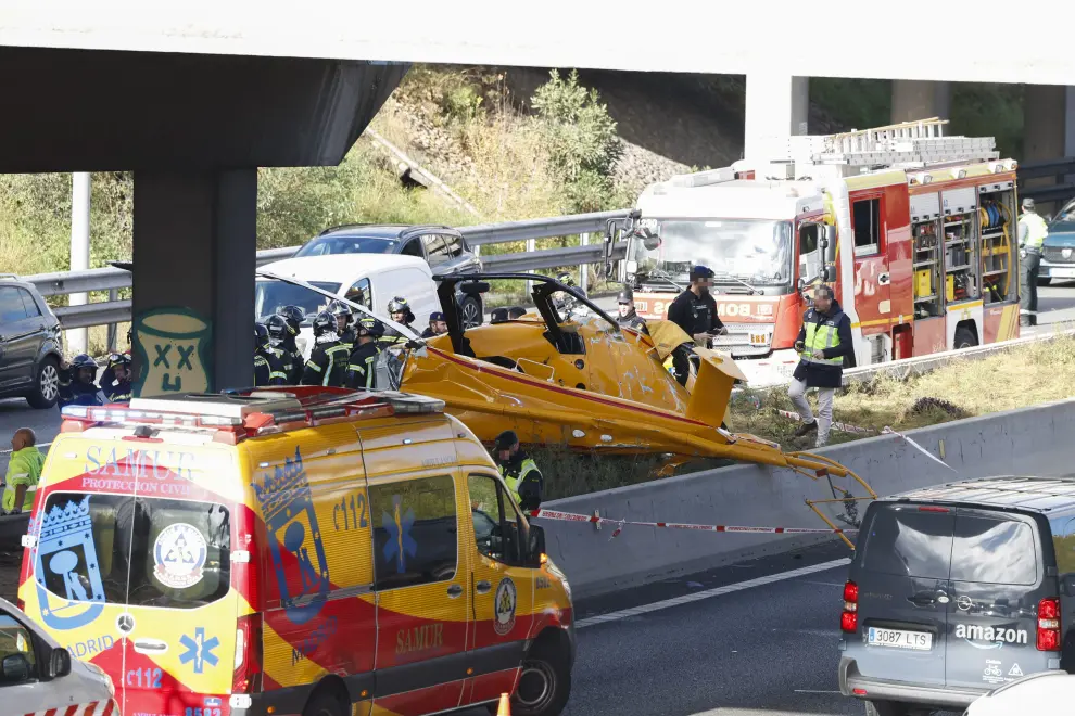 Accidente de helicóptero en la M-40 de Madrid