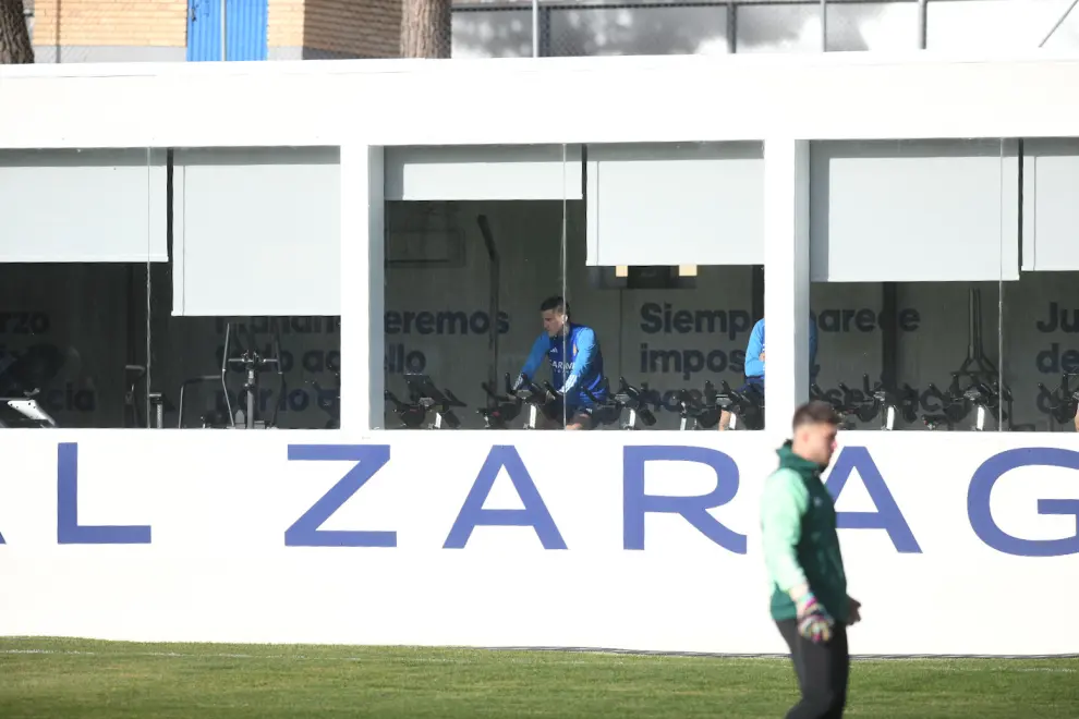 Entrenamiento del Real Zaragoza para prepara el partido contra el Espanyol