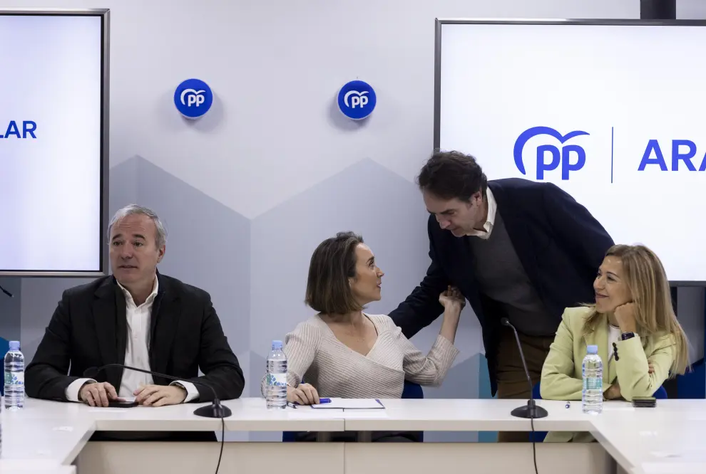 Reunión del Comité de Dirección en la sede del PP Aragón de Zaragoza con la presencia de Cuca Gamarra