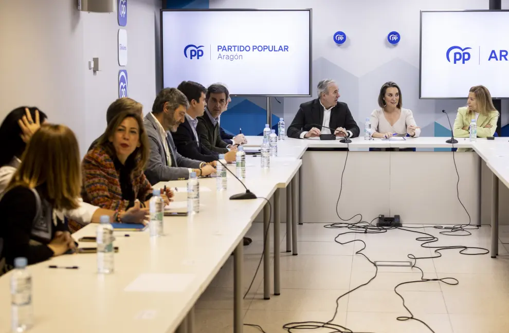 Reunión del Comité de Dirección en la sede del PP Aragón de Zaragoza con la presencia de Cuca Gamarra