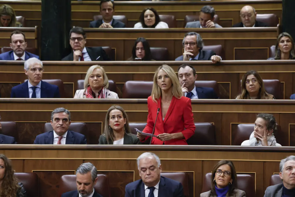 MADRID, 13/12/2023.-  La diputada del PP Cayetana Álvarez de Toledo interviene en la sesión de control al Ejecutivo de este miércoles en el Congreso, la primera sesión de la legislatura. EFE/J.J. Guillén
