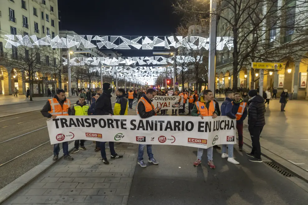 La manifestación de trabajadores del transporte sanitario