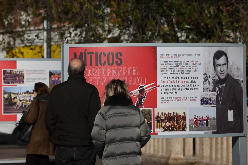 Inauguración de la exposición en la calle: 'Aragón, origen de grandes atletas', en el Parque Grande de Zaragoza