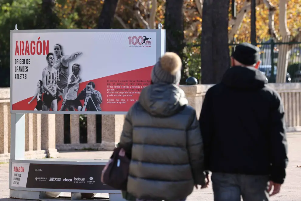 Inauguración de la exposición en la calle: 'Aragón, origen de grandes atletas', en el Parque Grande de Zaragoza