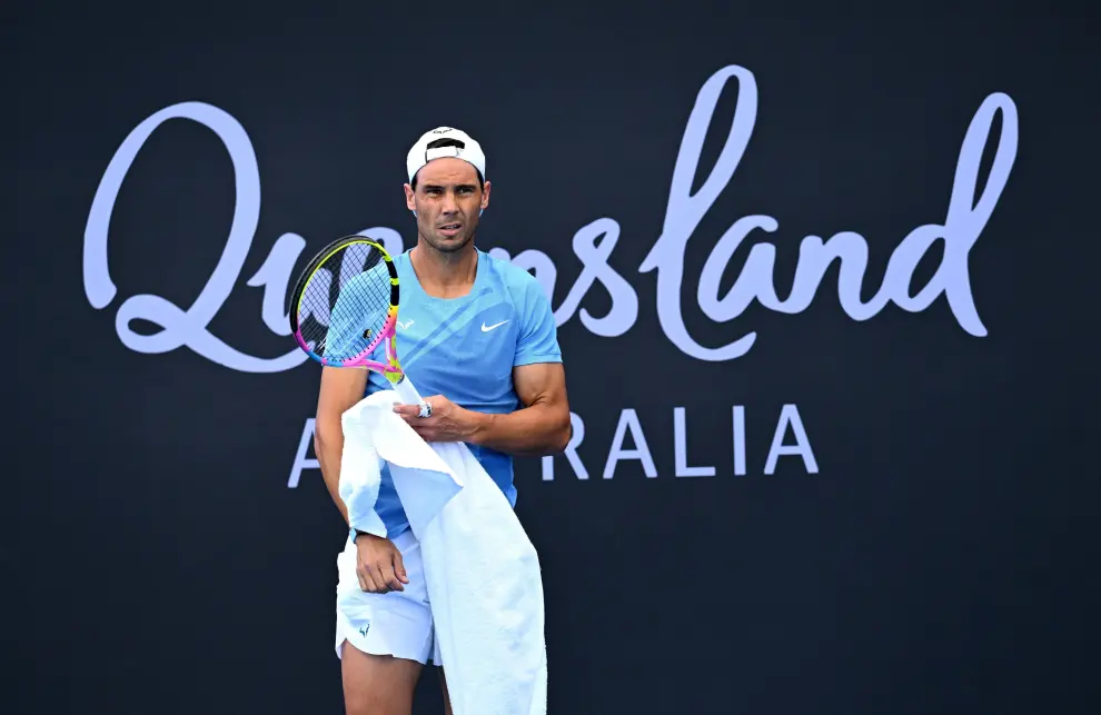 Rafa Nadal, en una sesión de entrenamiento antes del torneo internacional de tenis de Brisbane, Australia