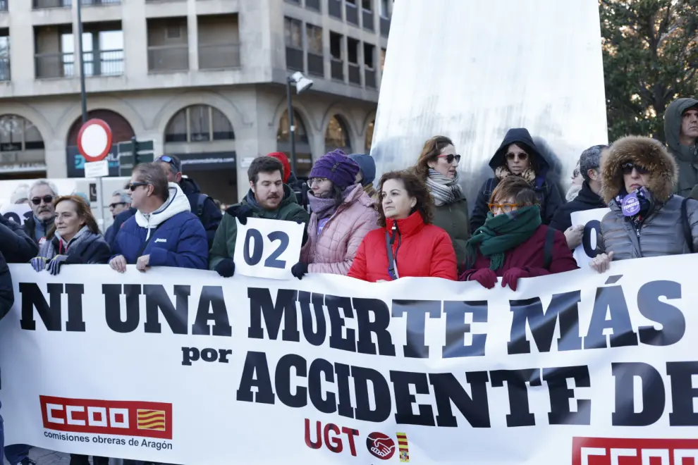 UGT y CC. OO. Aragón se concentran en Zaragoza ante las dos nuevas víctimas mortales en accidente de trabajo