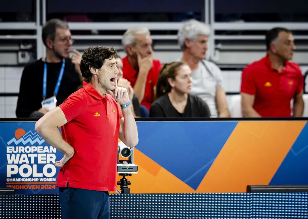 Partido España-Grecia, de semifinales del Europeo de waterpolo en la piscina Pieter van den Hoogenband de Eindhoven