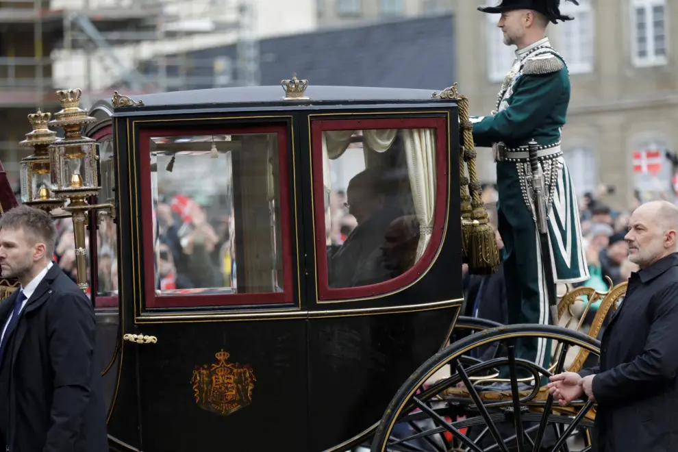 La llegada de la reina Margarita de Dinamarca al acto de proclamación de su hijo Federico como rey