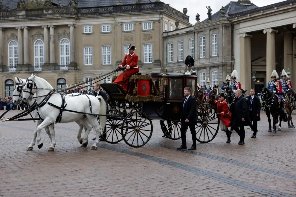 La llegada de la reina Margarita de Dinamarca al acto de proclamación de su hijo Federico como rey