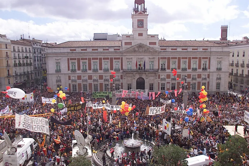 Movilizaciones contra el trasvase en Madrid en 2001.