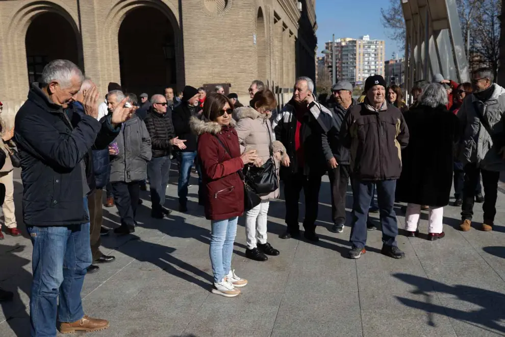Protesta de los pensionistas de la coordinadora Coespe en la plaza del Pilar de Zaragoza.