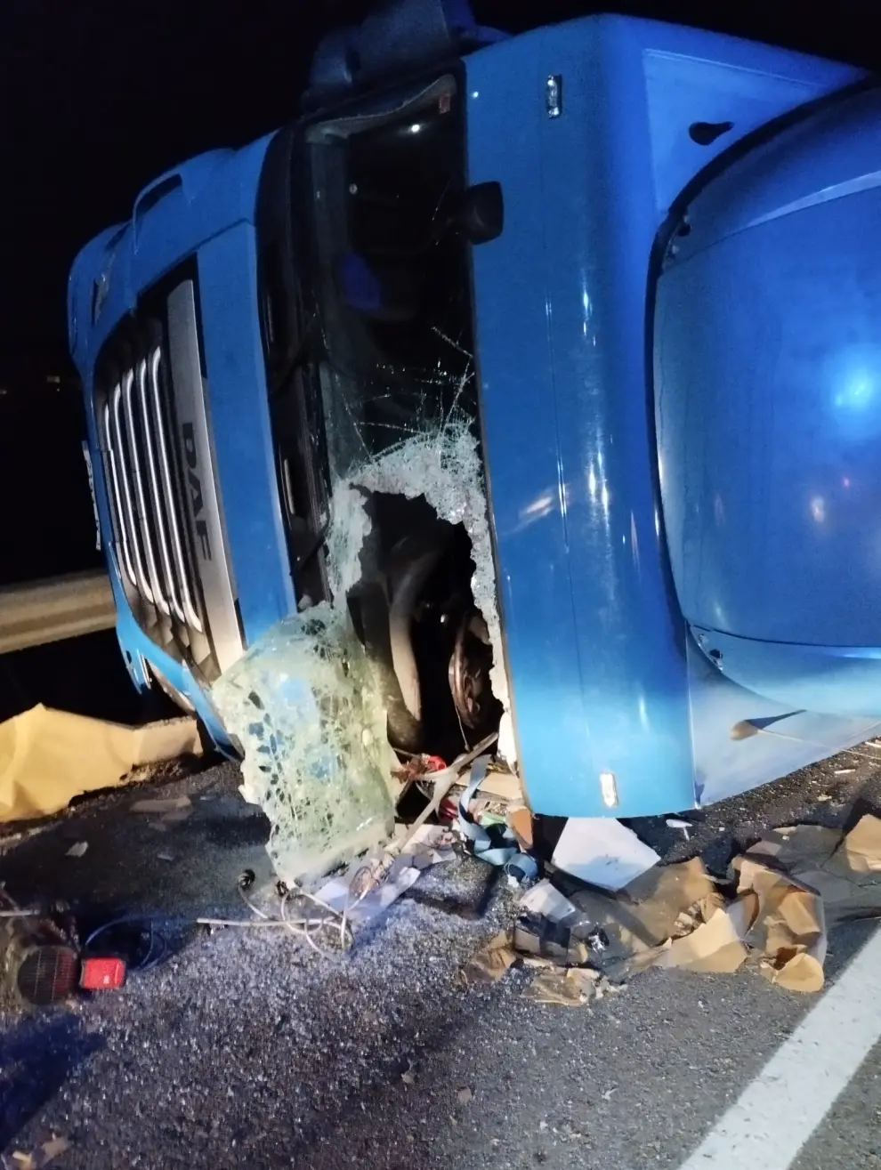 Accidente de un camión en la A-23 en Calamocha