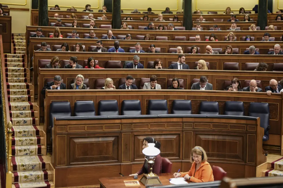 La bancada del PSOE durante la proposición de ley orgánica de amnistía.