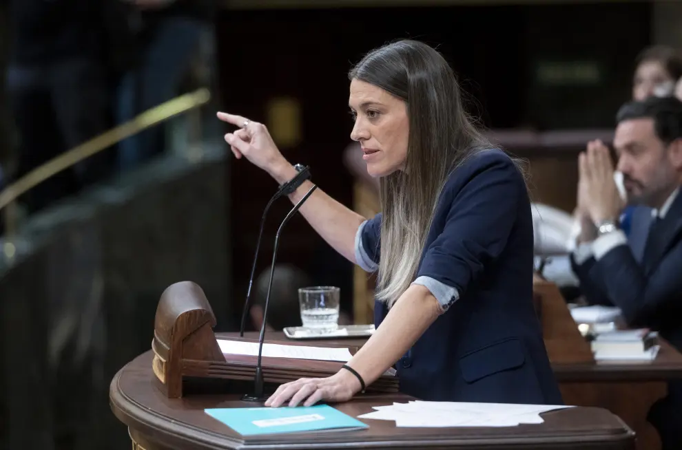 La portavoz de Junts en el Congreso, Miriam Nogueras, interviene durante la proposición de ley orgánica de amnistía.