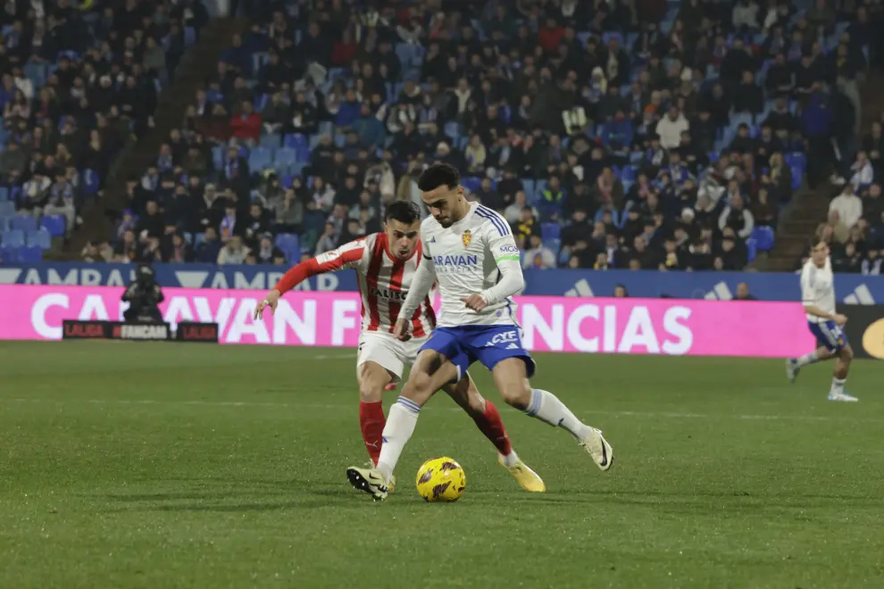 Partido Real Zaragoza-Sporting de Gijón, de la jornada 25 de Segunda División, en La Romareda