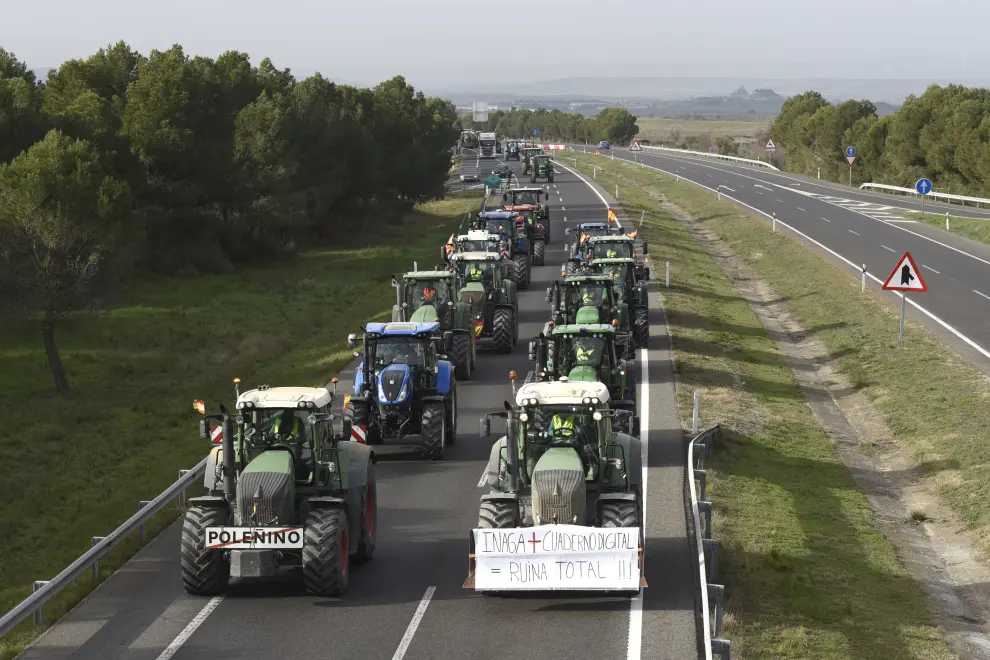Protesta de los agricultores en Huesca.